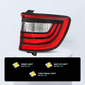 TUSDAR Outer Tail Light Fit for 2014-2023 Dodge Durango, LED Rear Tail Light Brake Lamp Assembly, Red Lens Passenger Side