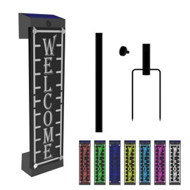 IVWVI Illuminated Solar Welcome Sign for Front Door, Waterproof RGBW Color Changing, Lighted Pronch Welcome Plaque Solar Powered with Stakes for Yard Home Party Outside Decor