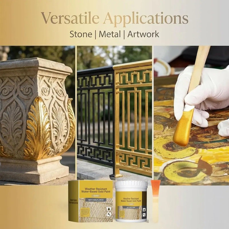 3pcs Weather Resistant Water-based Gold Paint 150g,