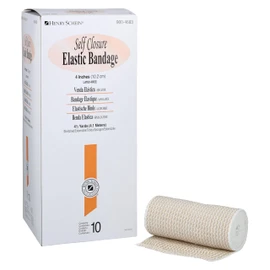Self-Closure Elastic Bandage, 4" x 4.5 Yards, Tan, Non-Sterile, Box of 10 – Stretch Bandage with Velcro Closure, Latex-Free, Comfortable & Reliable Support