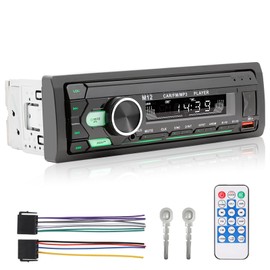 ePathChina Car Audio Bluetooth LCD Single DIN Car Stereo, 12V Car Radio MP3 Player with Hands-Free, Dual USB, Voice Assistant & App Control, Supports FM/MP3/WMA/FLAC/AUX/TF