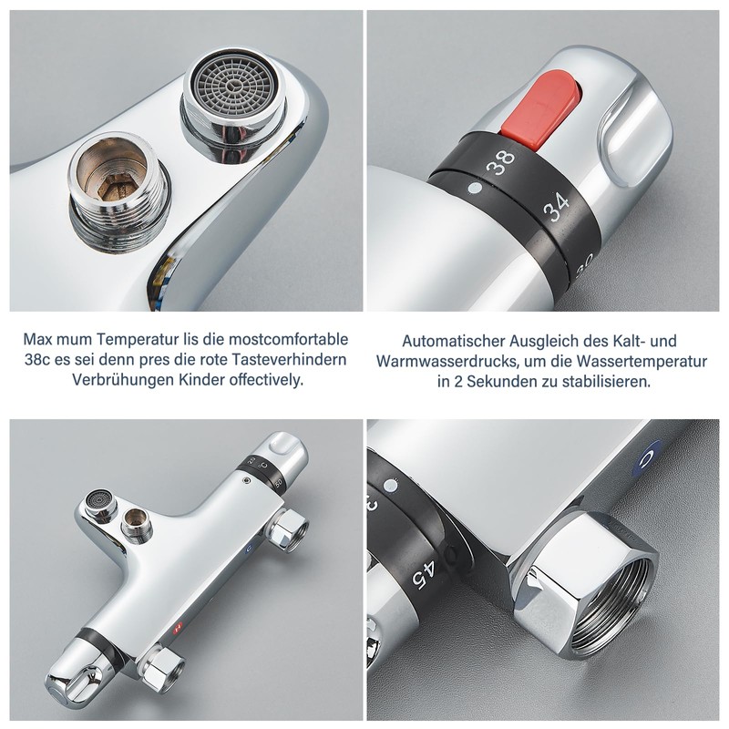 Zamery Shower Mixer with Thermostat Fitting Shower Bath Tap Shower