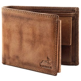 Fa.Volmer ® Men's Leather Wallet with RFID Protection I Extra Sturdy Double Stitching I 9 Slots for Credit Cards I Landscape Format I VO11 RFID Various Colours, 02 Brown (+Rfid), Classic