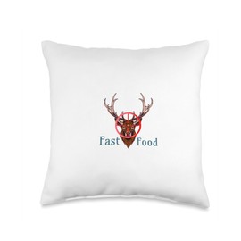 venison Funny Fast Food Deer Hunters Dream Throw Pillow, 16x16, Multicolor