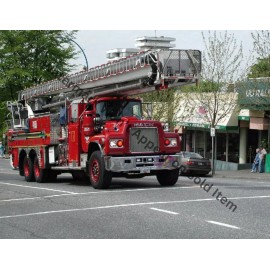 Mack R Model Tandem Snorkel Fire Engine Truck VTG Fire Photograph Print 8.5x11"