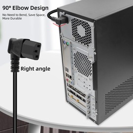 GELRHONR IEC320 C14 to two C13 PDU power extension cords, C14 male to 90 degree double curved C13 female power cords for computers, LED high definition TV monitors and scanners, etc (Right Angle 0.5M)
