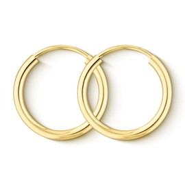 EDELIND Hoop Earrings Gold 15 mm 333 375 585 750 Yellow Gold Hoop Earrings Women Girls 8 9 14 18 K Real Gold Width 2 mm Basic Earrings with Jewellery Gift Box, 333 (8 carat) yellow gold, No Gemstone