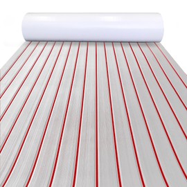 KXKZREN Boat Flooring EVA Foam Decking Sheet Faux Teak Marine Mat Non-Slip Boat Carpet Self-Adhesive Flooring for Jon Boats Motorboat RV Yacht Kayak Swim Platform 44 x 94.5 inch,28.93 sq.ft