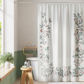 KGORGE Extra Long Shower Curtain 84 inch for Bathroom, Lightweight Rustic Landscape Privacy Shower Curtain, Berry Heist for Bathtubs Spa Dorm, W 72 x L 84 inches, 1 Panel