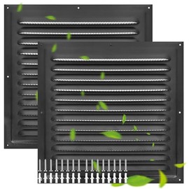 Black Matt (2 Pack 12" x 12" inch) Wall Vents Attic Vents Metal Shed Vents with Screens Square Vents Exterior Door Loft Garage Ceiling Enhanced Louver Ventilation Grille