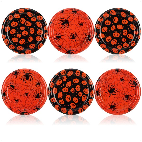 com-four® 6 x Halloween Decorative Plates - High-Quality Reusable Plastic
