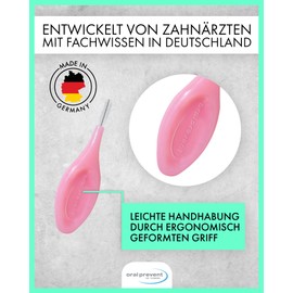 Oral Prevent Interdental Brushes, Tooth Cleaning for the Spaces, Interdental Brush, Tartar/Caries Prevention, Pink, 0.40 mm, ISO 0, Pack of 25