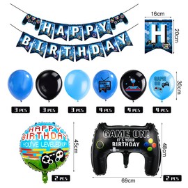 Cadimus Video Game Birthday Decoration, Gaming Balloons 9, Balloons Decoration 9 Years Boy, Birthday 9th Game Themes Party, XXL Gaming Controller Foil Balloons, Balloons Game Blue Black