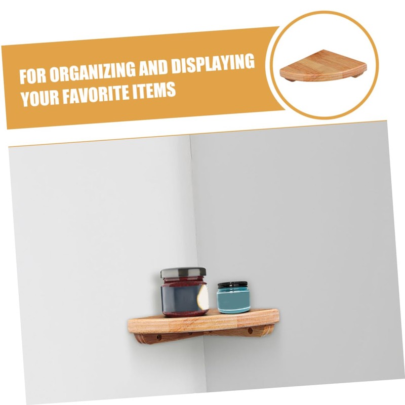 OHPHCALL Space Saving Corner Mounting Shelf Wooden Standing Shelf for