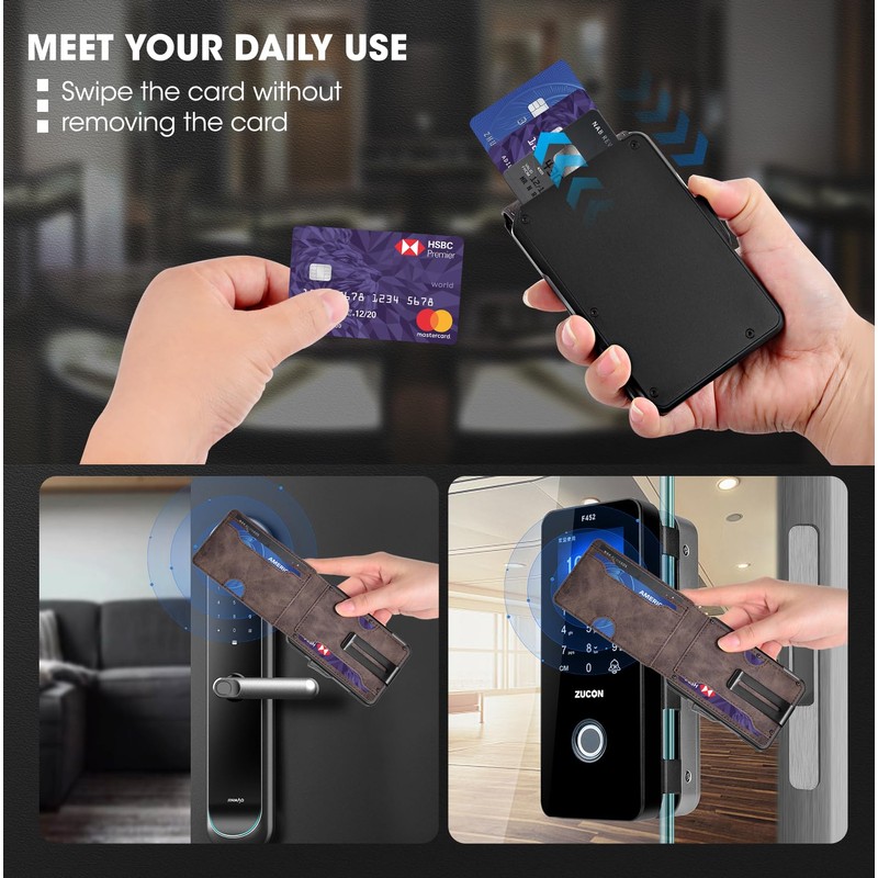 Aipinvip Mens Wallets RFID Blocking Automatic Pop Up Card Wallet