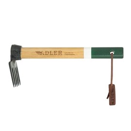 Adler - The Mary Hand Rake, 5-Tine Gardening Hand Rake, Forged C45 Steel with 11.8 inch Ash Handle for Raised Beds & Soil Cultivation (Green)