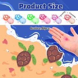 60PCS Luminous Mini Resin Turtles, 6 Colors Miniature Turtle, Cute Tiny Turtles, Small Sea Turtle Figures for Ocean Animal Theme Decoration, Garden Micro Landscape, Aquarium Decoration and DIY Craft