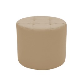 Factory Direct Partners Tufted Round Accent Ottoman; Hand Upholstered Commercial-Grade Furniture for Lobby, Office, Library, Classroom or Home; Seating, Footstool, Side Table Use - Sand, 14045-SD