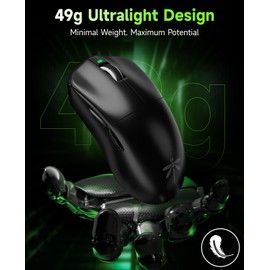 VGN F1 PRO Wireless Gaming Mouse - Ultralight 49g - Wireless & Wired Mode - 26000 Adjustable DPI - 1000Hz Polling Rate - 65 Hours Battery - Programmable Buttons - Esports Professional Grade - USB-C