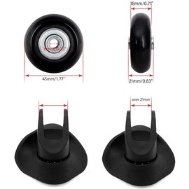 LBTOEM 45mm Set of 4 Luggage Suitcase Replacement Wheels Rubber Trolley Case Wheels Parts Swivel Caster Wheels Bearings Repair Kits Axles 30mm&35mm, Black, 3.31 x 3.07 x 1.3 inches; 9.52 Ounces