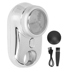 Mini Beard Clipper IPX7 USB Rechargeable Pocket Portable Beard Trimmer for Travel Gift for Father Husband Silver
