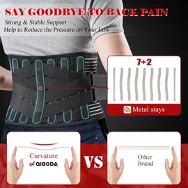 QIBODA Plus Size 4XL/5XL Back Brace with 7 Bionic Metal Stays - Strong Support More Effectively Relieve, Herniated Disc, Sciatica, Scoliosis and Lower Back Pain - Work Back Support Belt for Men, Women