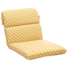 Pillow Perfect Outdoor/Indoor Hockley Banana Round Corner Chair Cushion, 40.5" x 21", Yellow