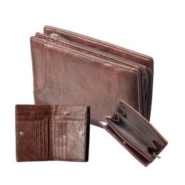 JIL GORDON Men's Bi-Fold Wallet, Popular, Large Capacity, Ultra Lightweight, Double Fold, Card Case, Coin Purse, For Men and Gentlemen, Simple Packaging, Brown