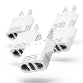Fosmon European Adapter, EU to USA & Canada Travel Adapter Plug, 2 Prong Universal Power Converter - White (5 Pack)