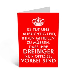 Central 23 Lustige Grußkarte für Ihn – Dreißiger Nun Offiziell Vorbei Sind - Humorvolle Geburtstagskarte für Sie – 40 geburtstag frauen männer - Kommt mit Aufkleber