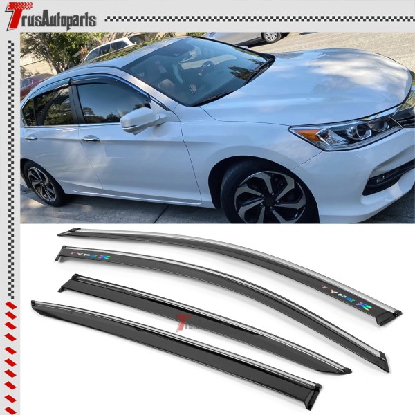 Unbranded Fits 13-17 Honda Accord Window Visors Guard Smoke Vent