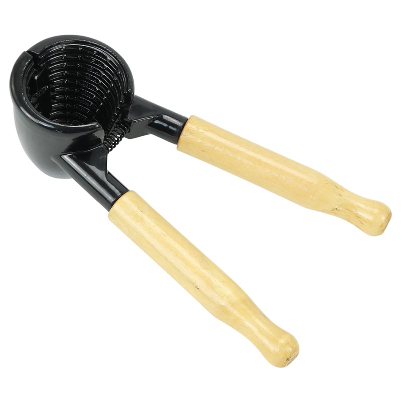 Iconikal Metal Body Wood Handle Plier Nutcracker, Black & Maple