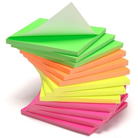 ideen.kollektiv IonNotes Electrostatic Sticky Notes - 1048 Sheets in 4 Colours (Orange, Green, Yellow, Rose Red) - 76mm x 76mm - Waterproof and Move Freely - Ideal for Meetings, Brainstorming, Office