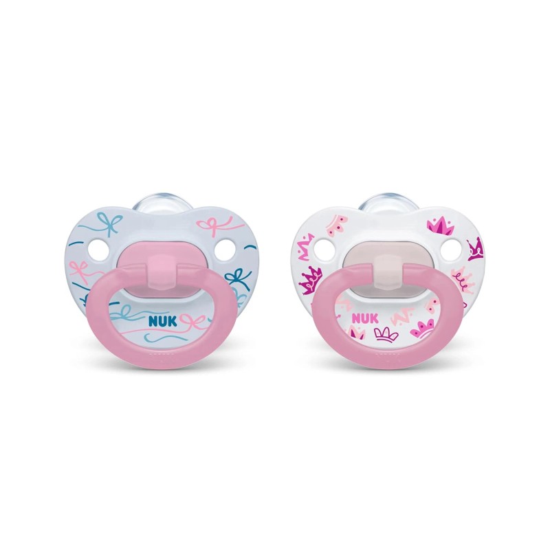 NUK Comfy Orthodontic Pacifiers, Pink Assorted, 18-36 Months, 2-Pack