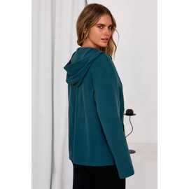 Dokotoo Womens Sweatshirt Long Sleeve Thermal Fleece Half Zip Hoodies for Women Pullover Oversized Sweatshirts Hooded Tops Casual Early Fall Fashion Outfits Winter Trendy Clothes 2025 Green XX-Large