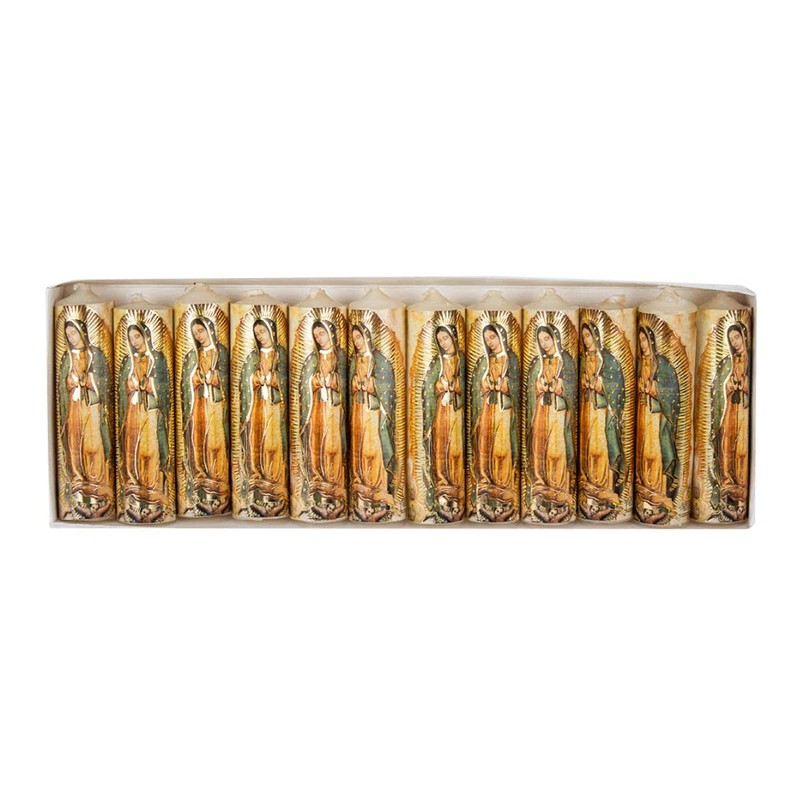 Luz María-Paquete de 12 Mini cirios de "La Virgen de