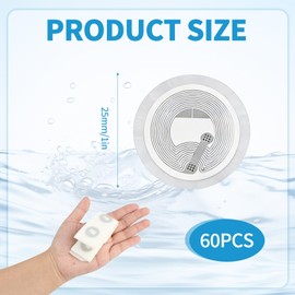 60PCS NFC Tags Sticker 25 mm NTAG213 Rewritable Round NFC Stickers with 144 Bytes Memory, Waterproof Programmable NFC Tag Labels Compatible with All NFC-Enabled Phones for Smart Home, Automation