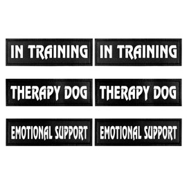 6PCS Reflective Dog Patch with Hook Backing, In Training Harness Removable Tags, Emotional Support Dog Vest Patches for Service Dog Vest Harness (6.2 X 1.9) In