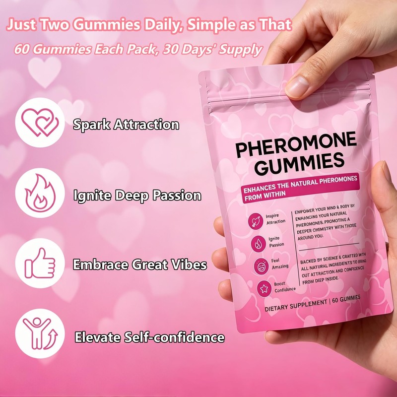 ORIAPT Women's Pheromone Gummies with Slippery Elm, Natural Feminine Balance,
