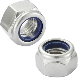 AMLOOPH M6 Nyloc Hex Nuts, 6mm M6 Steel Locking Nuts -DIN985 A2 304 Stainless Steel Hex Nuts M6 with Nylon Inserts, Self Locking Nylon Nut for Bolts & Screws (Pack of 20)