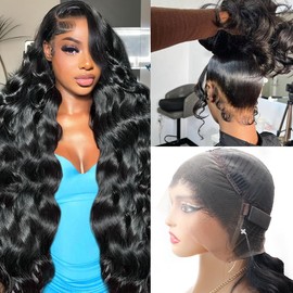 Abijale Hidden Strap 360 Front Wigs Human Hair for Women 200% Density Body Wave 360 HD Full Lace Wigs Human Hair Hidden Strap Drawstring HD Lace Front Wigs Pre Plucked With Baby Hair 26Inch