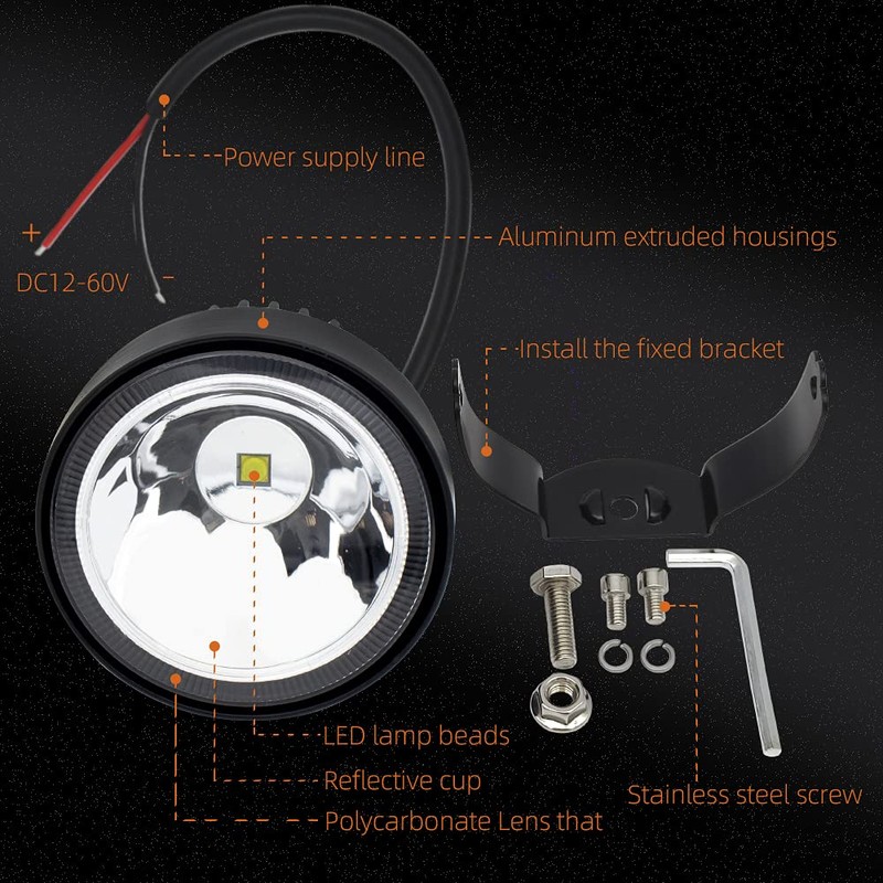 Szdystar LED Round Driving Fog Lights OffRoad Driving Spot Lights