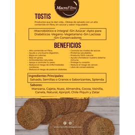 Macrofibra Integral Galleta Oblea Tostis de Salvado Vainilla - Sin Azucar, Vegano, Sin Lactosa, Alto contenido en fibra, Macrobiotico e Integral 10 botes c/ 15 obleas.