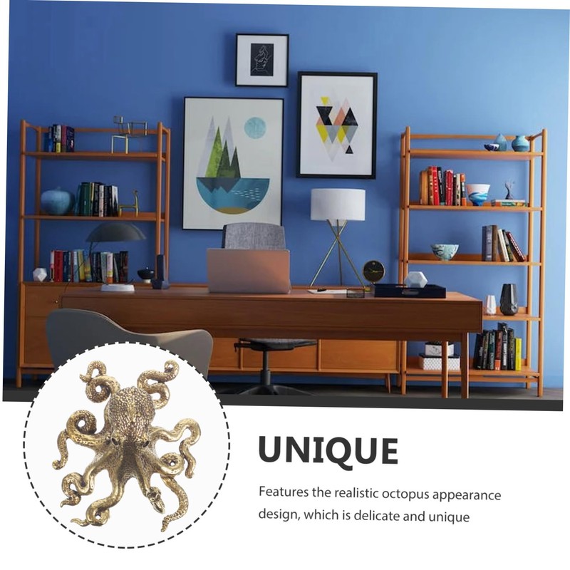 KITANDOVE Unique Sculpted Brass Octopus Ornament for Home Decor -