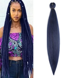 BALINGHAIR Braiding Hair Pre-Stretched High Temperature Synthetic Fiber Braid Hair Viridis Dark Blue (A28-1Pack)