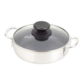 Pearl Metal HB-4706 Tabletop Pot, 7.1 inches (18 cm), Glass Lid Included, Diamond Coated Inner Surface, Table Top