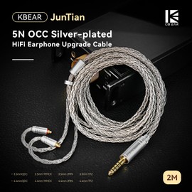 2m Long KZ ZS10 Pro IEM Earphones Cable, KBEAR JunTian in Ear Monitor Cable, 16 Core 5N OCC Silver-Plated Headphone Extension Cords for CCZ Melody, Audiophile and Musician, Drummer (2pin, 3.5mm Plug)