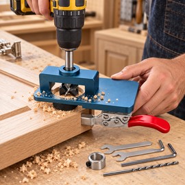 35mm Concealed Hinge Drill Bit Set for Cabinet Installation – Spare Boring Bit, 2mm Pilot Bit & Stop Collar