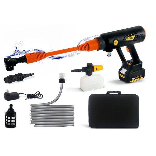 Cordless Pressure Washer Gun, T TOVIA 870PSI Electric Washer Kit, Portable Power Cleaner with 6-in-1 and 0-180°Adjustable Nozzle, Waterproof Battery for Washing Cars Patio Fence Watering Plants