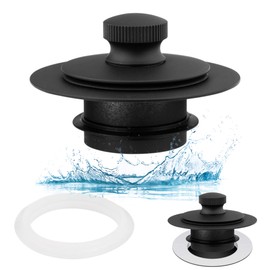 Artiwell Universal Lift and Turn Bath Drain Stopper and Cover, Bathtub Drain Stopper, Replaces Lift and Turn, Tip-Toe and Trip Lever drains for Tub, EZ Installation and Clearing (MATT Black)